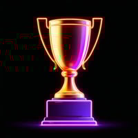 a virtual trophy neon red with hints of purple and orange on black background futuristic and sleek-2
