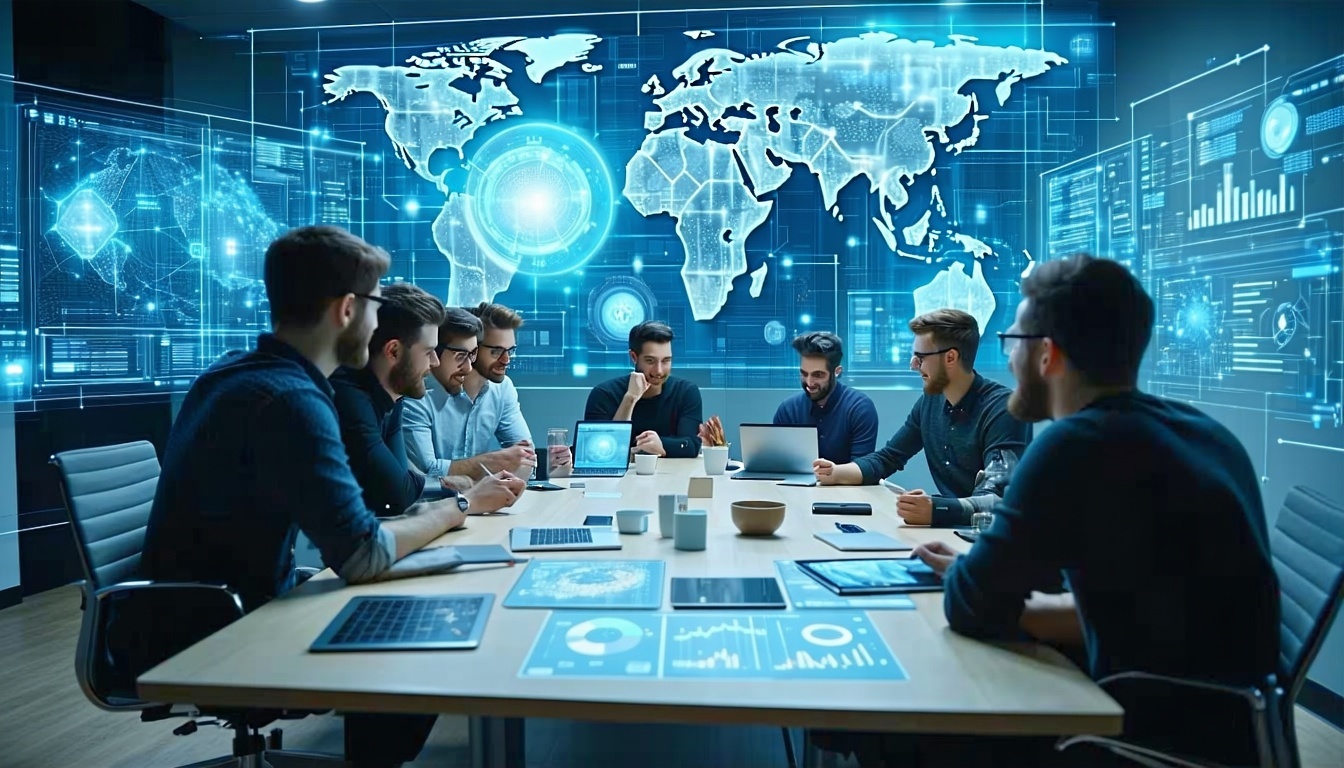 Team collaborating on AI content strategy
