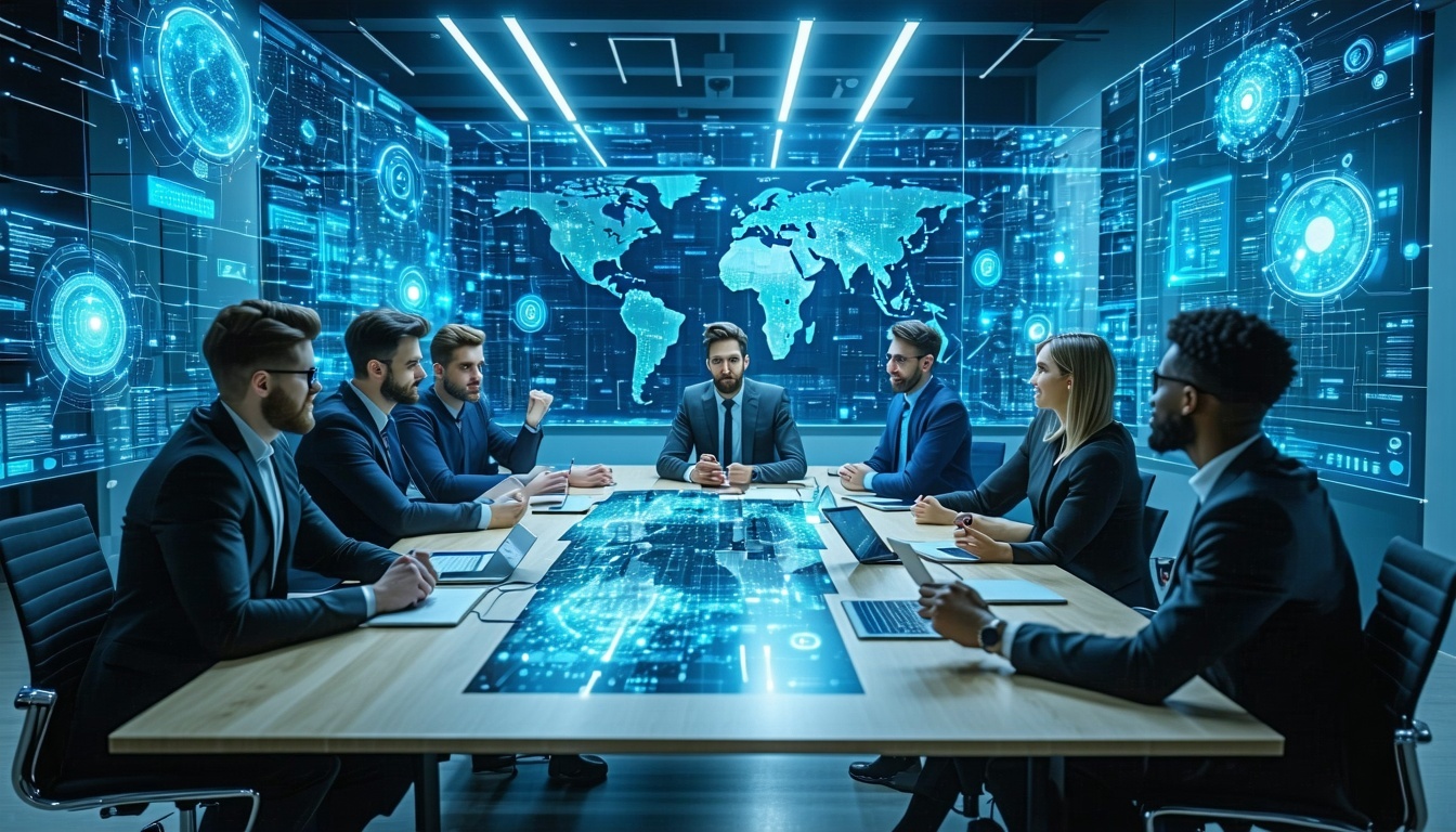 Team collaborating on AI governance policies