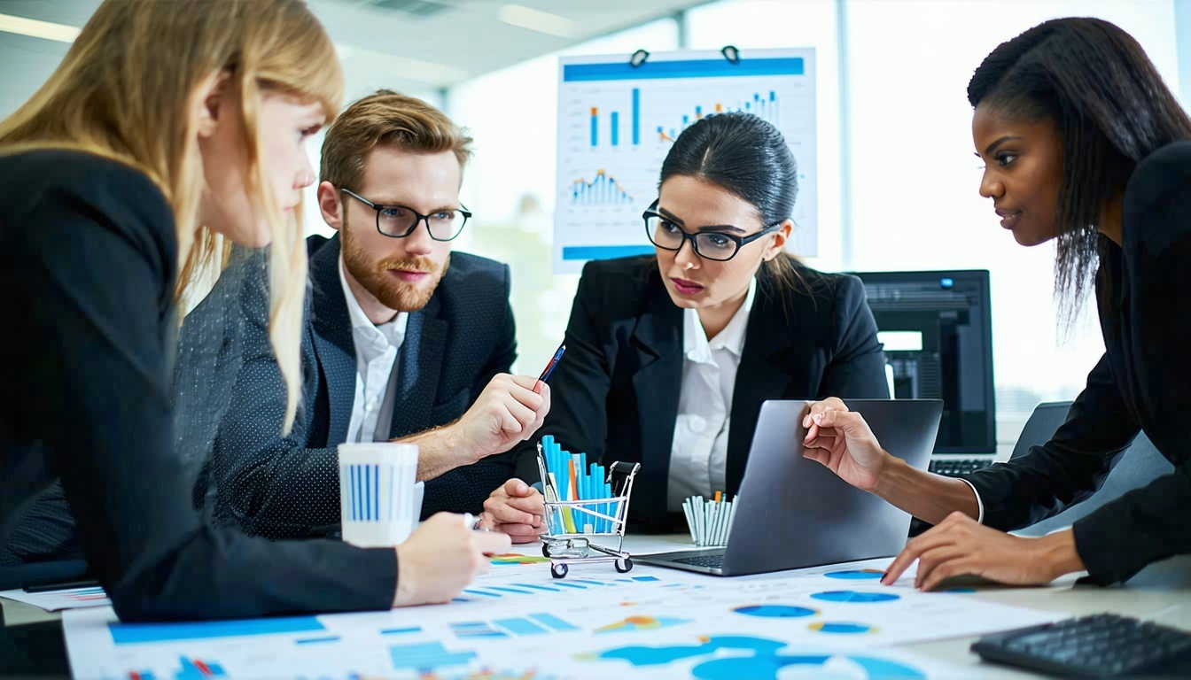 Business leaders analyzing compliance metrics